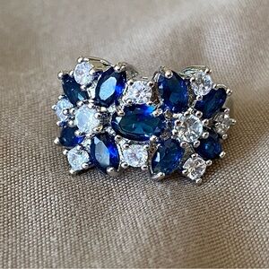 Sterling Silver Blue and Clear Crystal Ring